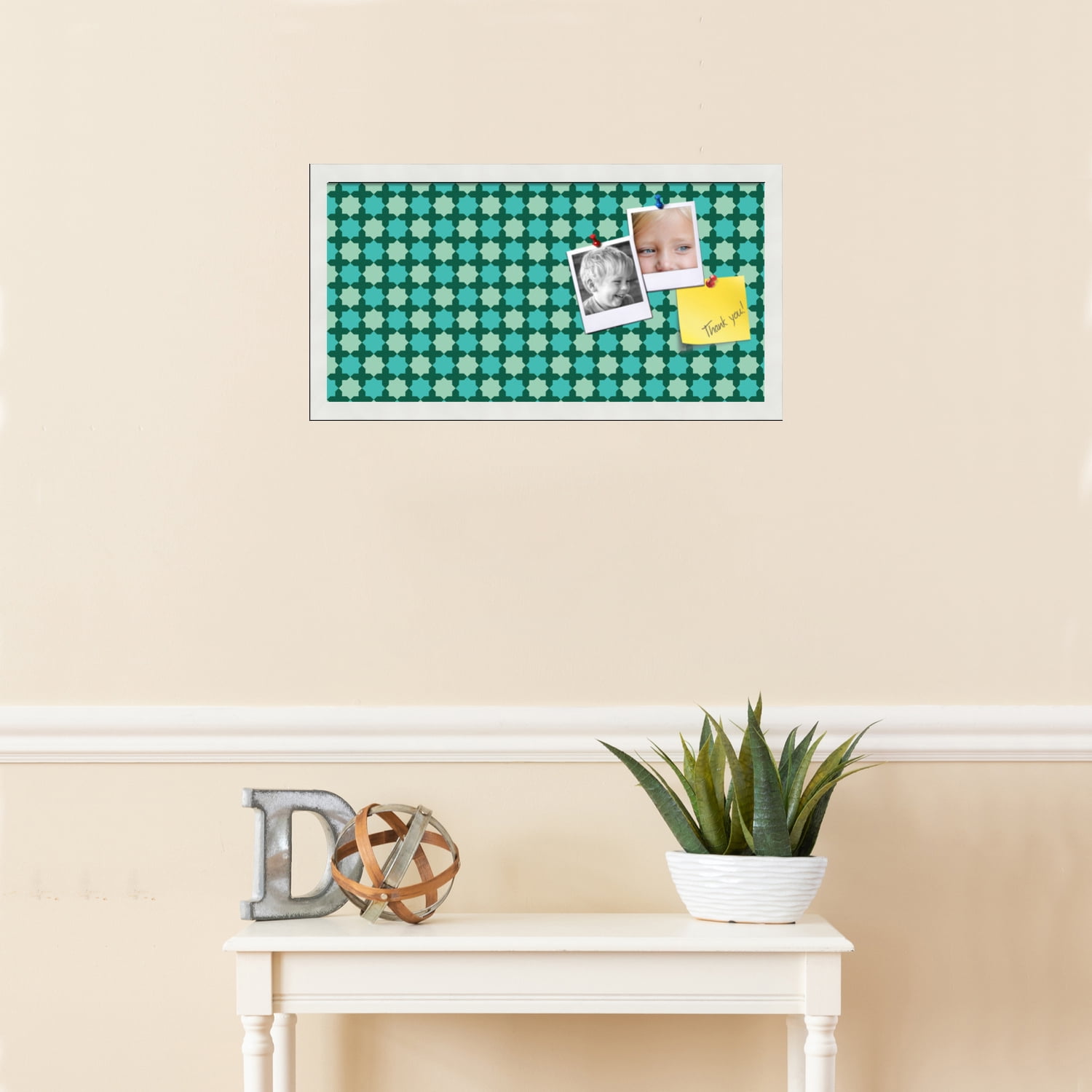 PinPix ArtToFrames 22x10 Custom Cork Bulletin Board    Poster Board Has a Fabric Style Canvas Finish, Framed in Satin White Frame (PinPix-588)