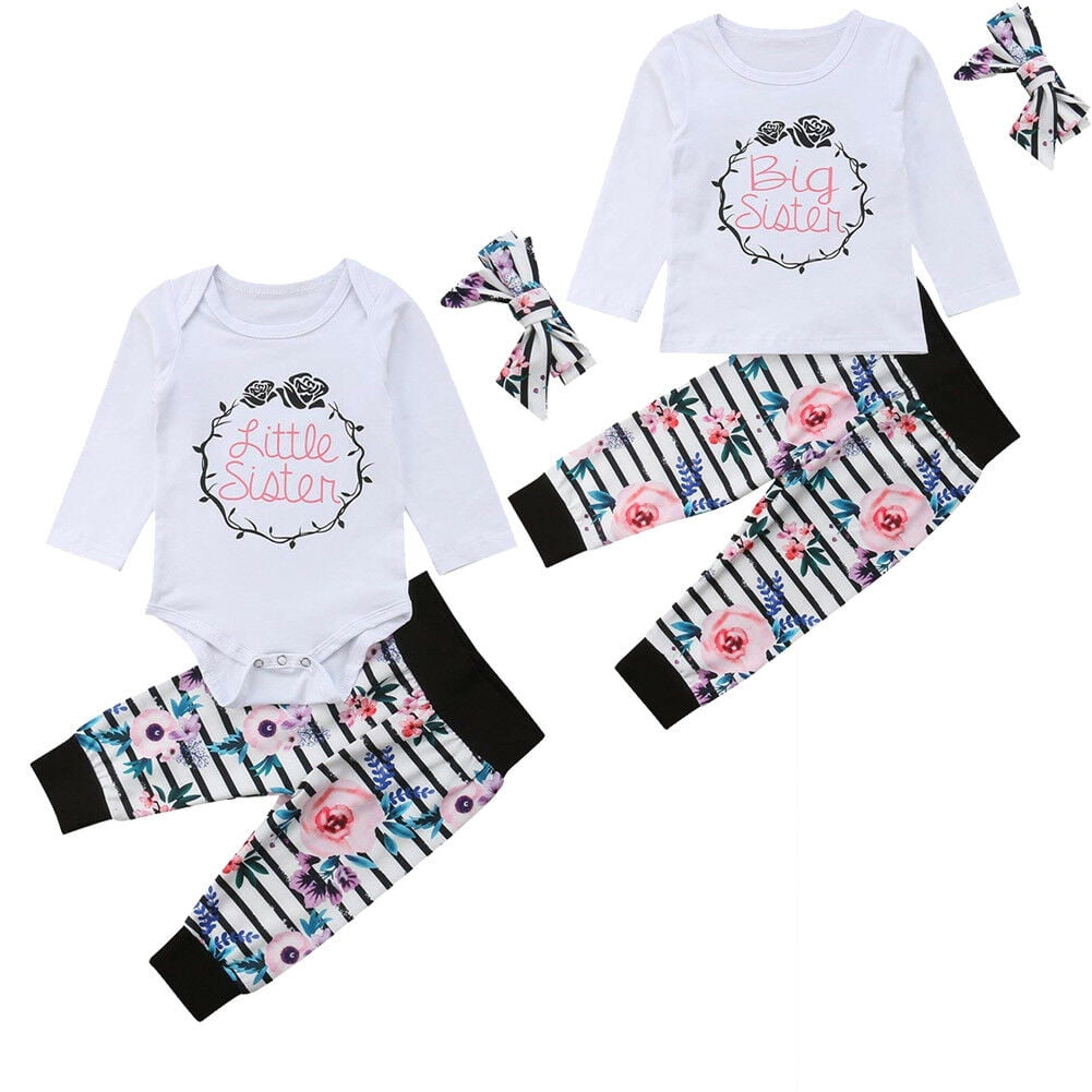Newborn Baby Little/Big Sister Romper T-shirt+Pants Leggings Clothes Outfit Set Newborn Baby Little/Big Sister Romper T-shirt+Pants Leggings Clothes Outfit Set