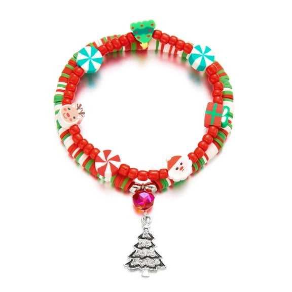 Faty-T Christmas Bracelets for Women Beaded Stackable Stretchy Bracelet Rugby Thanksgiving Christmas Heishi Bracelets
