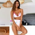 thumbnail image 3 of EQWLJWE Women's Bikini Sets Two Piece Swimsuit High Waisted V Neck Twist Front Spaghetti Straps Bathing Suit, 3 of 3