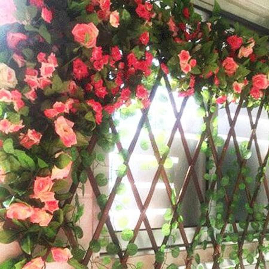 Morttic 7 Feet Fake Rose Vine Flowers Plants Artificial Flower Hanging Rose Ivy Home Hotel Office Wedding Party Garden Craft Art Decor (Rose Pink ,4pcs)