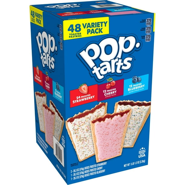 PopTarts Frosted Variety Pack, 48 Toaster Pastries (24 Strawberry, 12