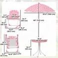 thumbnail image 3 of Qaba Table de Pique-Nique pour Enfants avec 2 Chaises Pliantes et Parasol, Rose, 3 of 10