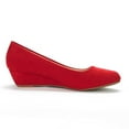 thumbnail image 3 of Dream Pairs Women's Mid Wedge Heel Pump Shoes Debbie color RED/SUEDE size 5 Wide Available, 3 of 5