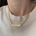 thumbnail image 1 of VishowCo Custom Name Necklace Gold Color Stainless Steel Personalized Old English Cuban Chain Nameplate Necklaces For Women Gift-45cm-ROSE GOLD COLOR- 45cm ROSE GOLD COLOR, 1 of 5
