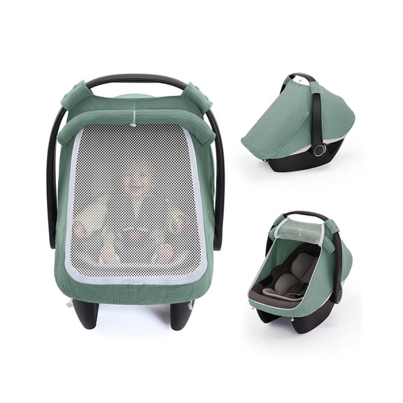 Full Protective Baby Car Seat Canopy with Roll Straps and Window Accent, Safety Seat Protector Sleeve Case