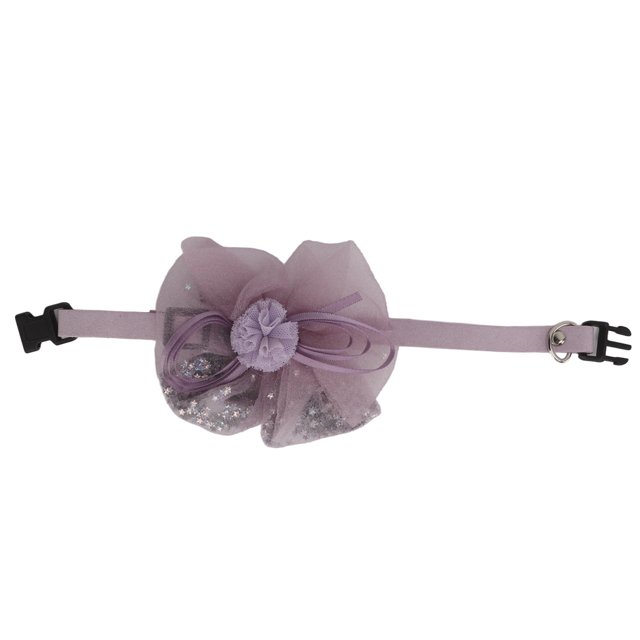 Adjustable Pet Flower Collar, Beautiful Hand Made Lightweight Fashionable Snap Design Widely Used Dog Flower Neckties For Weddings For Birthdays ANGGREK 17 Púrpura S