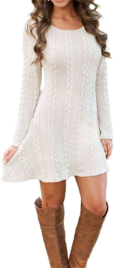 Women Fashion Knitted Crewneck Sweater 