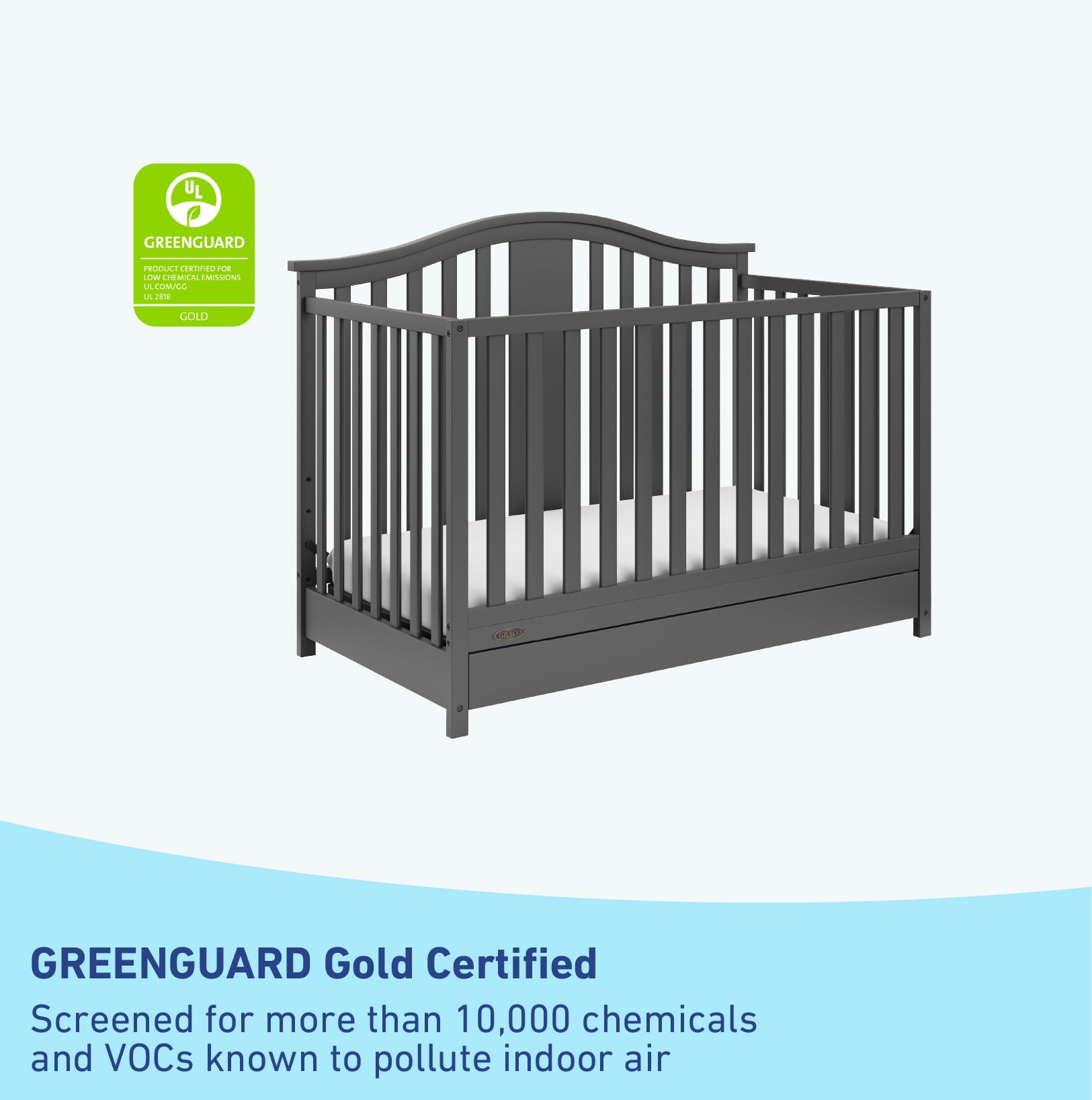 Graco Solano 5-in-1 Convertible Baby Crib with Drawer Gray