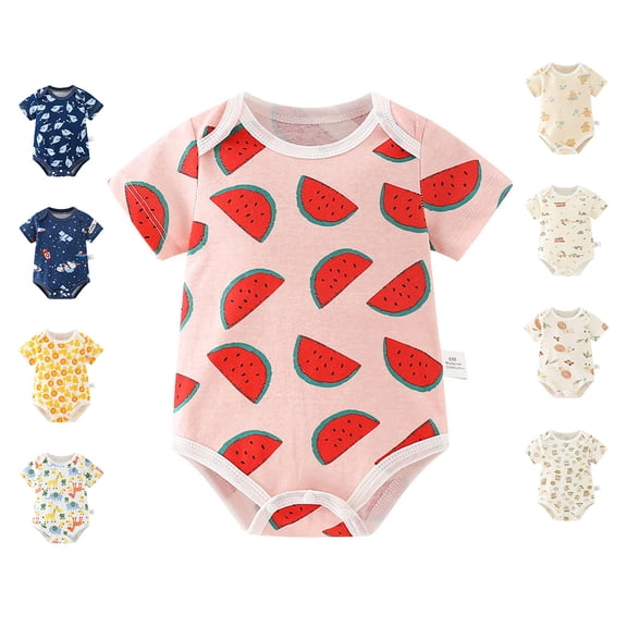 QSXADF Newborn Bodysuits Infant Girls Rompers Graphic Short Sleeve Bodysuits Comfortable Summer Kids Outfits