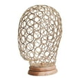 thumbnail image 4 of Cabeza de maniquí hueca de metal con base de madera para pelucas y auriculares. Oro, 4 of 9