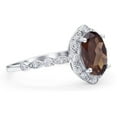thumbnail image 2 of Art Deco Natural Chocolate Smoky Quartz Wedding Ring 925 Sterling Silver Size 5, 2 of 6