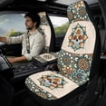 thumbnail image 2 of Xixirimido Car Seat Covers Front Seats Only with Belt Covers Armrest Box Cover 5Pcs Set for SUV Sedan Van Truck PU Leather Seat Protector Automotive Accessories, Boho Mandala Gothic Skull, 2 of 8