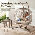 thumbnail image 4 of RADIATA Double Egg Chair with Stand, 2 Person Egg Chair Outdoor Swing for Patio Garden, Handwoven Wicker Swing Egg Chair with 5-Inch Thick Cushion, 670lbs Capacity,Beige, 4 of 10