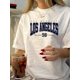 thumbnail image 1 of 1pc Vintage Los Angeles Graphic Tee, Women'S Casual Crew Neck Short Sleeve T-Shirt, Geometric Pattern Knit Polyester Top for Summer, 1 of 6