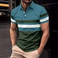 thumbnail image 3 of Fozruso Men's Short Sleeve Shirt Summer Casual Patchwork Striped Holiday Shirts Tops, 3 of 5