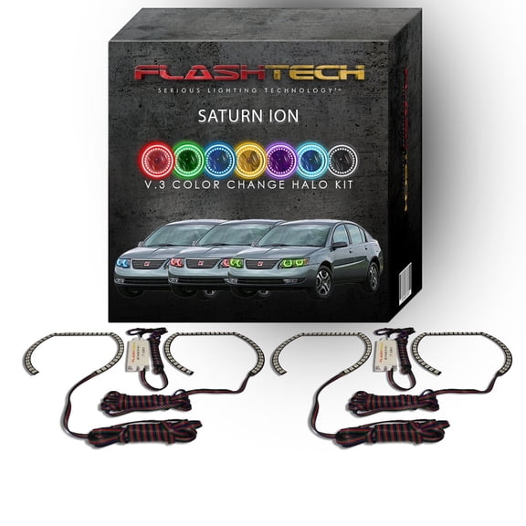 Flashtech RGB Multi Color Changing LED Halo Ring kit for 2003-2007 Saturn Ion Headlights