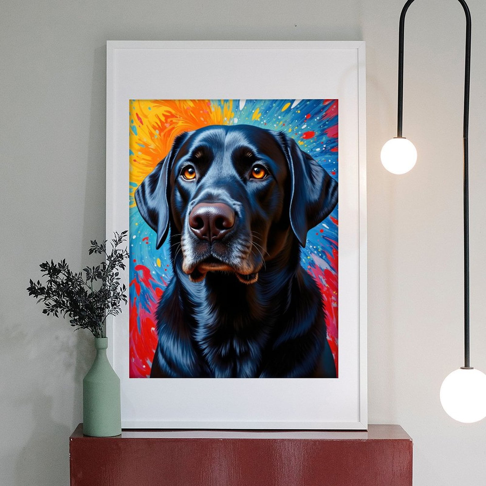 Diamond Art Kits for Adults - 5d Black Lab Vibrant Abstract Background Diamond Painting for Adults, Diamond Art for Adults Beginners, Diamond Painting Kits for Adults for Home Wall Decor