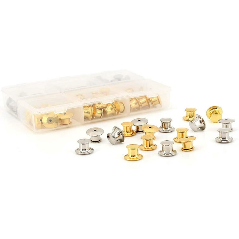 80 Pcs Metal Locking Pin Backs Pin Keepers Pro Quality Locking Clasp, Gold 40 Pcs and Silver 40 Pcs Pin Backings with Pin Locks Storage Casesmall and