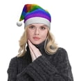 thumbnail image 5 of Fuzoiu Colorful Glitter Rainbow Print Santa Hat Christmas Hat for Adults,Santa Hats with Pompom, Unisex Xmas Holiday Hat for Christmas New Year Festive Party Supplies, 5 of 6