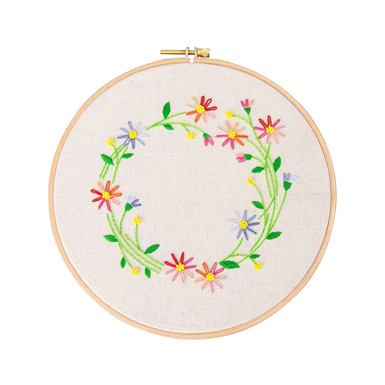DIY Embroidery Kit for Beginners Flower Pattern Cross Stitch Needlework+Hoop SU 