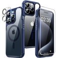thumbnail image 3 of TAURI Funda Magnética 5 en 1 para iPhone 15 Pro Max [Protección contra Caídas de Grado Militar] con 2X Protector de Pantalla + 2X Protector de Lente de Cámara, Transparente Slim Fit para iPhone 15 Pro, 3 of 4