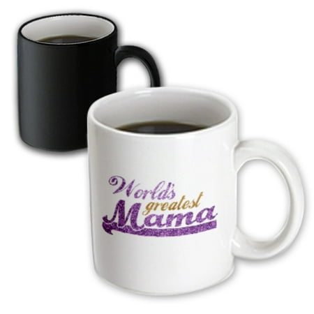 3dRose Worlds Greatest Mama - purple and gold text - Gifts for best moms - good for Mothers day - Ma, Magic Transforming Mug,