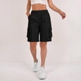 thumbnail image 4 of Sewkxo Bermuda Shorts for Women Cargo Shorts Knee Length Elastic Waist Long Shorts for Summer Casual Shorts with 6 Pockets,Black S, 4 of 6