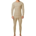 thumbnail image 1 of Men's Cotton Blend Waffle Knit Thermal Underwear Stretch Shirt & Pants 2pc Set (Beige, 2XL), 1 of 1