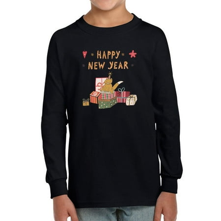 

Happy New Year Cat W Presents Long Sleeve Toddler -Image by Shutterstock 2 Toddler
