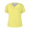 thumbnail image 3 of Scyoekwg Short Sleeve Tops for Women Summer V Neck Dressy Casual Blouses Loose Solid Color Shirts Trendy Lightweight Blouses (Yellow,M), 3 of 4