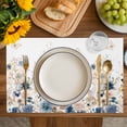 thumbnail image 4 of Navy Blue Spring Floral Placemats Set of 4, Elegant Pastoral Flowers Watercolor Placemats for Dining Table, Place Mats for Kitchen Tabletop, Waterproof Wipeable Dining Table Mats Set, 4 of 9