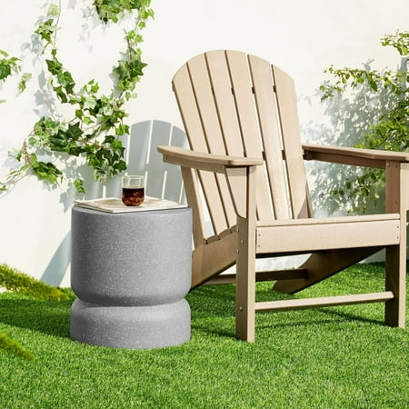 Giltzhome Decorative Garden Stool 17.25 H Faux Terrazzo Antique End Side Table Planter Stand for Garden Patio Lawn Home Indoor Outdoor Grey