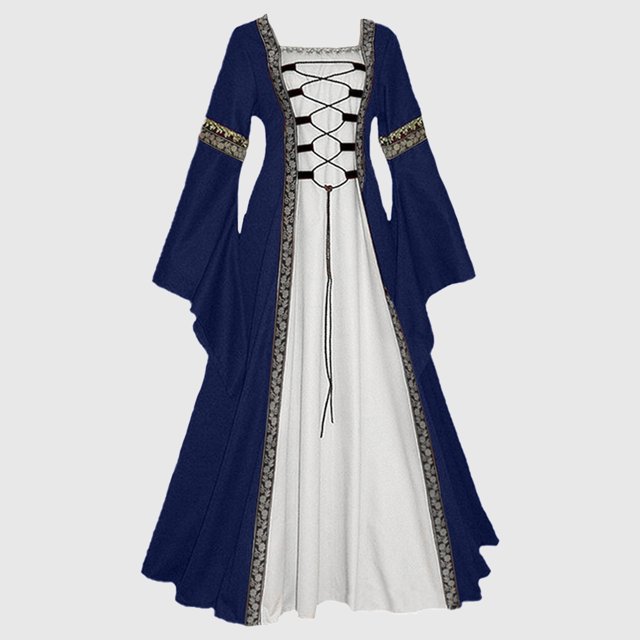 WILLBEST Pantalon de Robe pour Femmes avec Poches Robe Rétro Couleur Unie Manches Trompette Longue Robe Vintage Robe Gothique pour Femmes