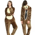 thumbnail image 1 of Pijama de una pieza de dibujos animados de rana de cuero verde de manga larga para hombre y mujer, ropa de casa, otoño e invierno, franela gruesa, 1 of 6