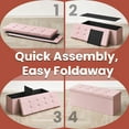 thumbnail image 2 of LEDREM 43" Foldable Storage Ottoman Bench with 660lb Capacity, Ottoman with Storage, Footrest, for Living Room, Bedroom, Jelly Pink, 2 of 6