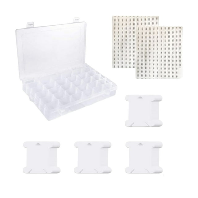 maskred 1/2/3/5 Lightweight Embroidery Thread Bobbins Durability Double Buckles Family ABS DIY Fashion Stitch Tool Large Capacity Box+50Bobbins+2 Tags 5PCS