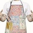 thumbnail image 2 of Pioneer Flower Floral Print Pattern Apron-Garden Aprons for Women with Pockets-Cotton Linen Waterproof Kitchen Cooking Gardening Aprons Adjustable for Kitchen,Cooking,BBQ and Salon 33x27 Inch, 2 of 7