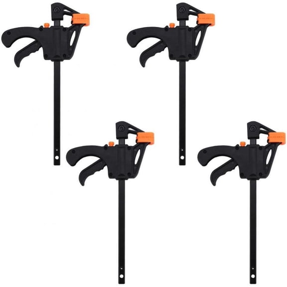 Solid Plastic Material Wood Clamps For Woodworking, Heavy Duty Clamp Set With Quick Release Button And Comfortable Grip Trigger For Furniture And Packaging Projects (4Pcs)