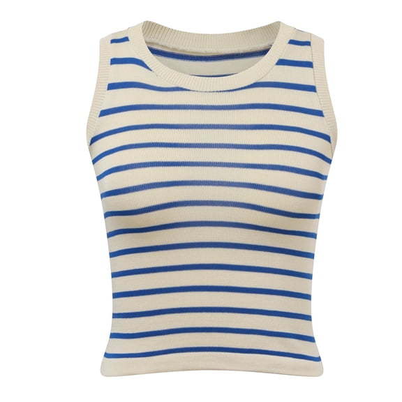 Wang6 Womens Ribbed Turtleneck Tank Tops Trendy Sleeveless Knit Tshirts Causal Striped Printed Going out Tops Tees Beige One Size