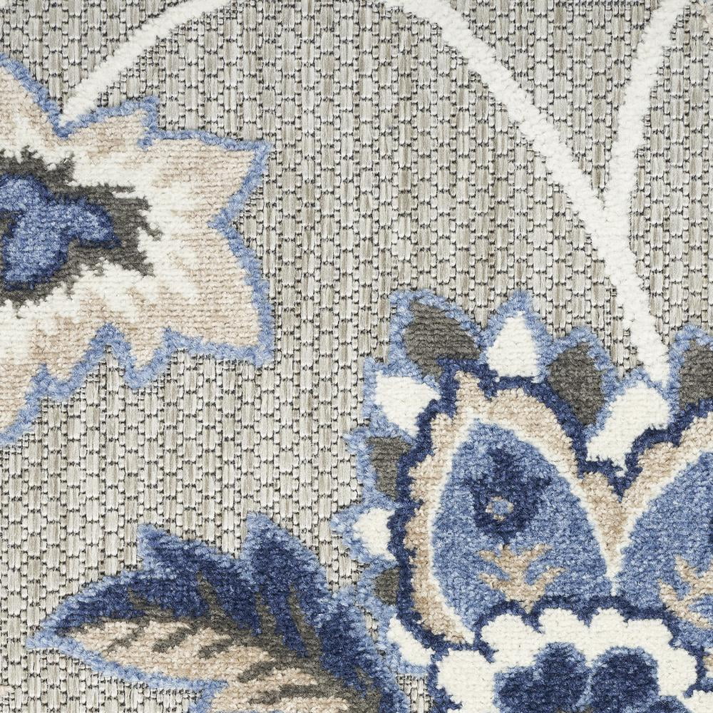 Nourison Aloha Indoor/Outdoor Blue/Grey 6' x 9' Area Rug, (6x9)