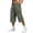 Army Green, variant on Men's 3/4 Cargo Pants Below Knee Wide Leg Cropped Trousers Elastic Waist Drawstring Flap Pockets Capris for Skateboard Streetwear, Khaki, XXL
