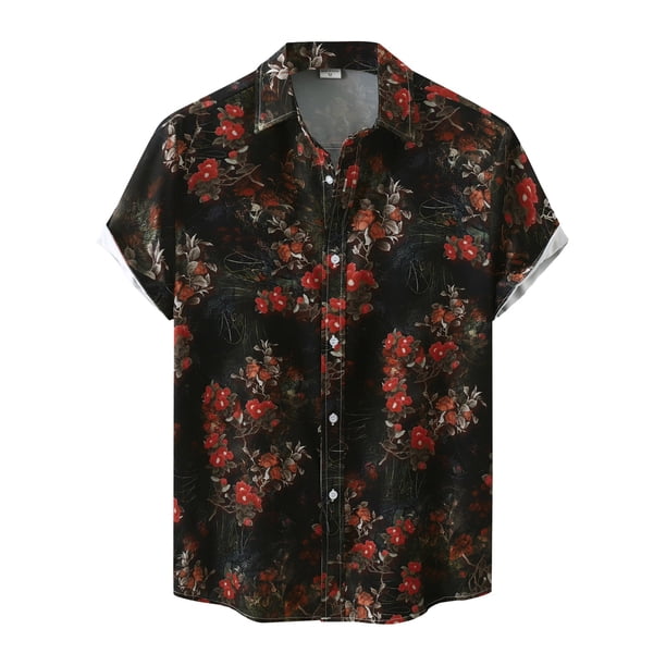 Camisas Hombre Manga Larga Camisa de vestir de manga corta para hombre Camisa con estampado de lunares de ajuste regular con bolsillo Camisa con botones informales (Blue, XXL)