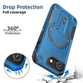 thumbnail image 4 of Magnetic Case for iPhone 16e with Stand, Mag-Safe Compatible, with Kickstand & Lanyard Strap, Military Drop Protection Camera and Screen Guard Rugged Phone Cover for iPhone 16e, Darkblue, 4 of 9