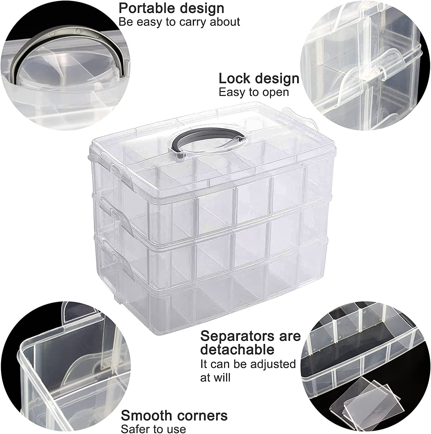 Casewin Craft Storage Organizer,Hot Wheels Case,Sewing Box,3-Tier