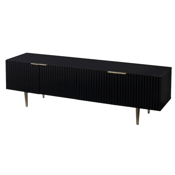 SEI Furniture Pilston 4-Door Media Console, 18-1/2"H x 60"W x 15-1/2"D, Black/Gold