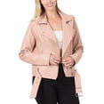 thumbnail image 5 of KOGMO Womens MOTO PU Vegan Leather Jacket with Belt, 5 of 6