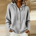 thumbnail image 2 of Sahpxhe Cardigan Sweaters for Women Hooded Long Sleeve Loose Fit Button down Sweater Coat Fall Casual Warm Knit Outerwear Gray L, 2 of 6