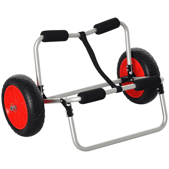 CoSoTower 198LBS Kayak Cart, Foldable Canoe Dolly, Kayak Carrier Transport Trailer w/ NO-Flat Wheel and Aluminum Frame, Silver