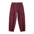 thumbnail image 4 of Womens Barrel Baggy Cargo Pants Casual High Waisted Wide Leg Hiking Joggers with Pockets Wine L(L), 4 of 7